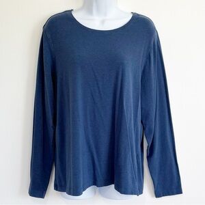BANANA REPUBLIC Timeless Tee Long Sleeve Blue Cotton Size XL